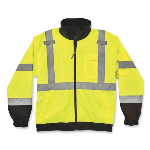 Ergodyne Glowear 8379 Class 3 Hi-vis Fleece Lined Bomber Jacket Lime Large