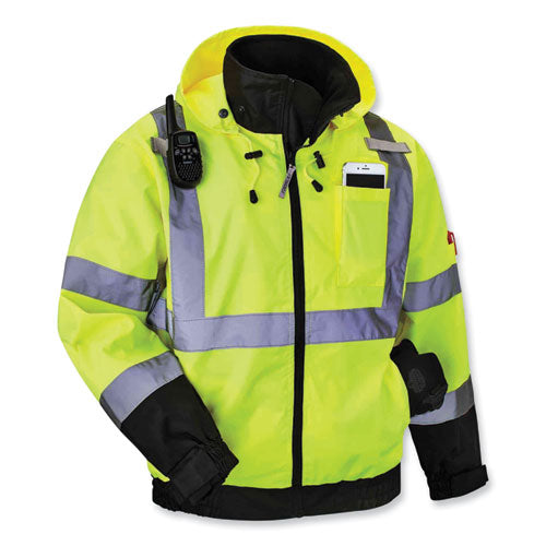 Ergodyne Glowear 8379 Class 3 Hi-vis Fleece Lined Bomber Jacket Lime Large