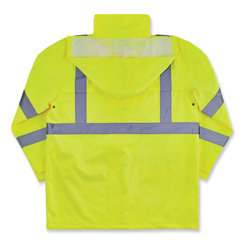 Ergodyne Glowear 8366 Class 3 Lightweight Hi-vis Rain Jacket Polyester 4x-large Lime