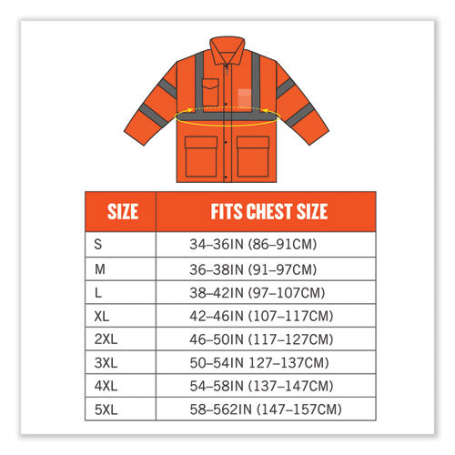 Ergodyne Glowear 8365 Class 3 Hi-vis Rain Jacket Polyester 4x-large Orange