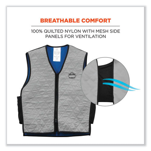 Ergodyne Chill-its 6665 Embedded Polymer Cooling Vest With Zipper Nylon/polymer Medium Gray