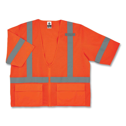 Ergodyne Glowear 8320z Class 3 Standard Zipper Vest Polyester 2x-large/3x-large Orange