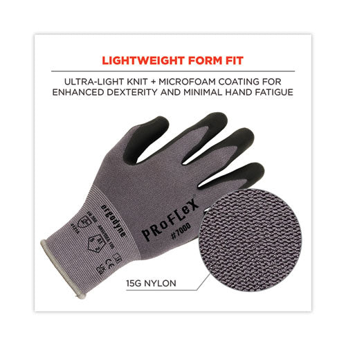 Ergodyne Proflex 7000 Nitrile-coated Gloves Microfoam Palm Gray Large Pair