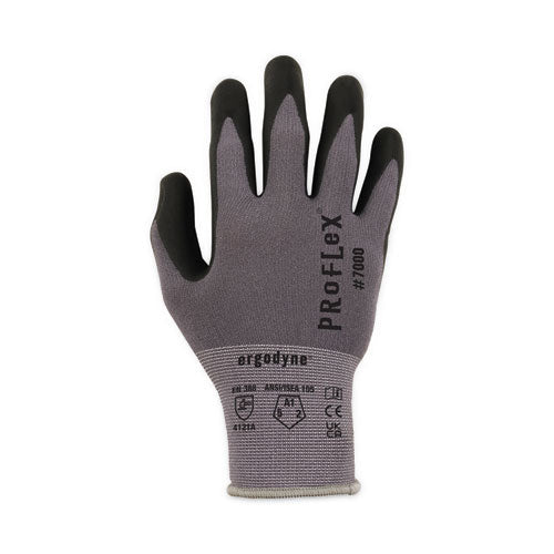 Ergodyne Proflex 7000 Nitrile-coated Gloves Microfoam Palm Gray Large Pair