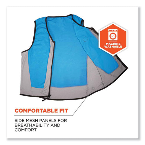 Ergodyne Chill-its 6667 Wet Evaporative Pva Cooling Vest With Zipper Pva  X-large Blue