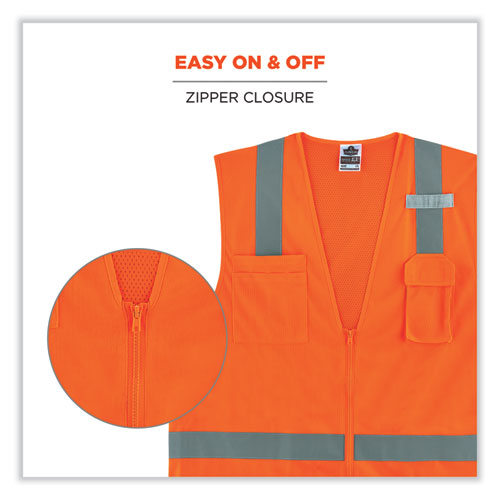 Ergodyne Glowear 8249z-s Single Size Class 2 Economy Surveyors Zipper Vest Polyester 4x-large Orange