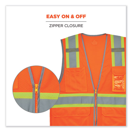 Ergodyne Glowear 8246z-s Single Size Class 2 Two-tone Mesh Vest Polyester 2x-large Orange