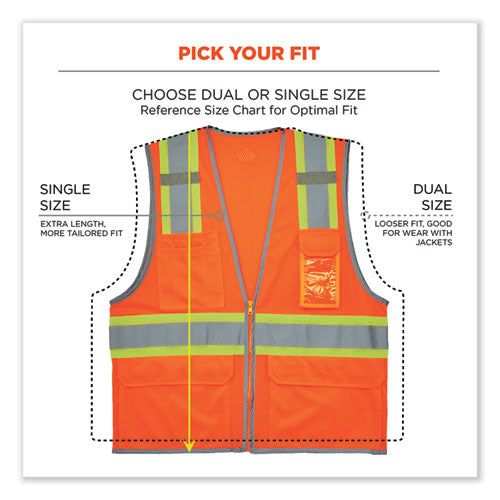 Ergodyne Glowear 8246z-s Single Size Class 2 Two-tone Mesh Vest Polyester 2x-large Orange