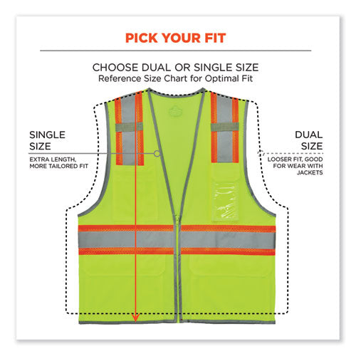 Ergodyne Glowear 8246z-s Single Size Class 2 Two-tone Mesh Vest Polyester Medium Lime