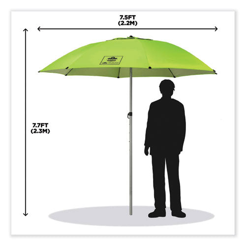 Ergodyne Shax 6100 Lightweight Work Umbrella 90" Span 92.4" Long Lime Canopy