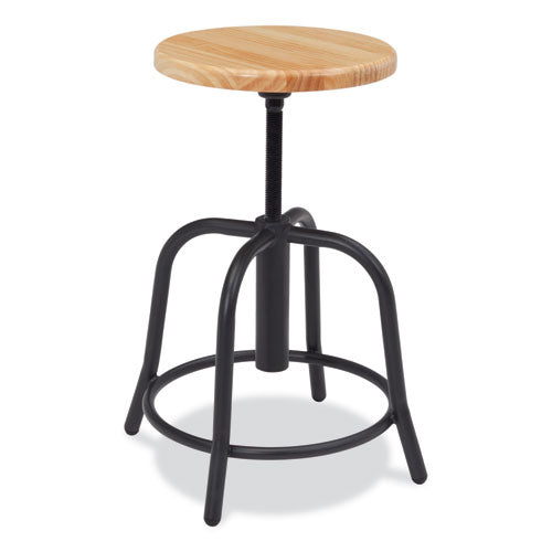 NPS 6800 Series Height Adj Wood Seat Swivel Stool Supports 300 Lb 19"-25" Seat Ht Maple Seat/black Base Ships In 1-3 Bus Days