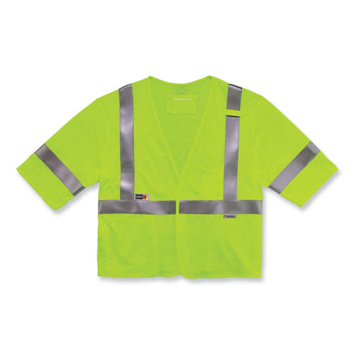 Ergodyne Glowear 8356frhl Class 3 Fr Hook And Loop Safety Vest With Sleeves Modacrylic 4xl/5xl Lime