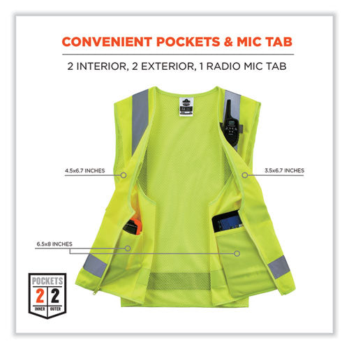 Ergodyne Glowear 8249z-s Single Size Class 2 Economy Surveyors Zipper Vest Polyester Small Lime