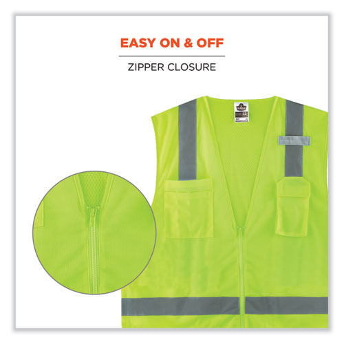 Ergodyne Glowear 8249z-s Single Size Class 2 Economy Surveyors Zipper Vest Polyester Small Lime