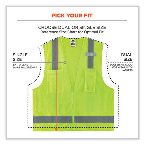 Ergodyne Glowear 8249z-s Single Size Class 2 Economy Surveyors Zipper Vest Polyester Small Lime