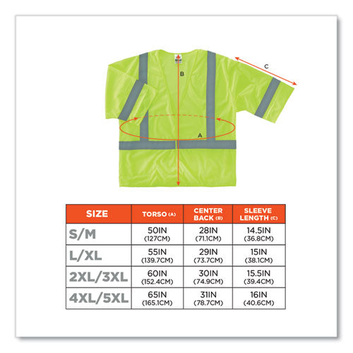 Ergodyne Glowear 8310hl Class 3 Economy Hook And Loop Vest Polyester 4x-large/5x-large Lime