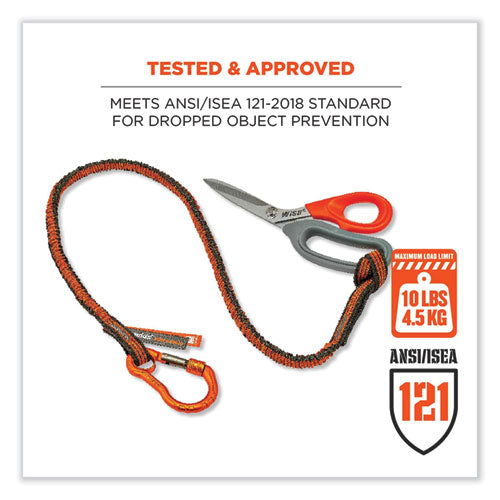 Ergodyne Squids 3100f(x) Tool Lanyard W/aluminum Carabiner+loop 10 Lb Max Work Cap 38" To 48"orange/grayships In 1-3 Business Days