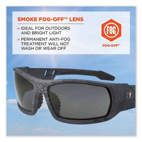 Ergodyne Skullerz Odin Safety Glasses Kryptek Typhon Nylon Impact Frame Antifog Smoke Polycarbonate Lens