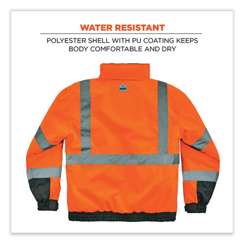 Ergodyne Glowear 8377 Class 3 Hi-vis Quilted Bomber Jacket Orange Medium