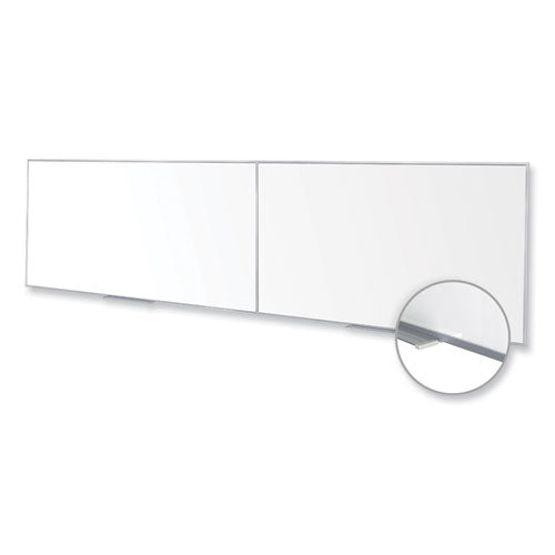 Ghent Magnetic Porcelain Whiteboard With Satin Aluminum Frame 193x48.5 White Surface
