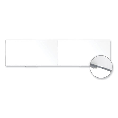 Ghent Magnetic Porcelain Whiteboard With Satin Aluminum Frame 193x48.5 White Surface