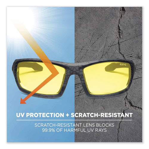 Ergodyne Skullerz Odin Safety Glasses Kryptek Typhon Nylon Impact Frame Yellow Polycarbonate Lens