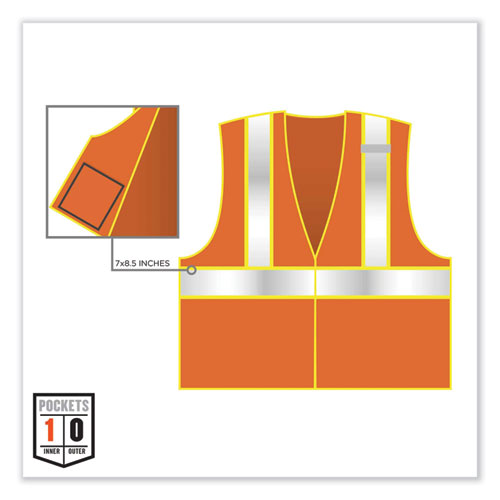 Ergodyne Glowear 8230z Class 2 Two-tone Mesh Zipper Vest Polyester Small/medium Orange