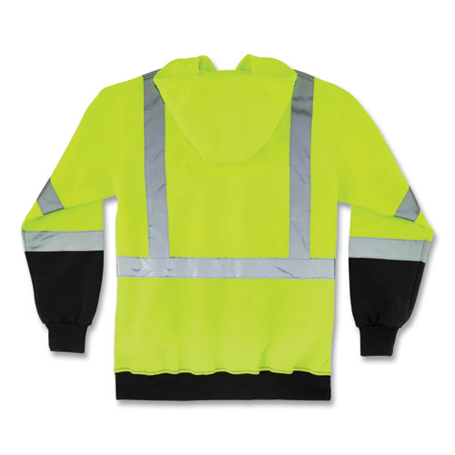 Ergodyne Glowear 8373 Hi-vis Class 3 Hooded With Sweatshirt Black Bottom Polar Fleece Lime Medium