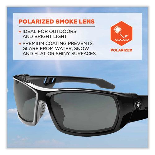 Ergodyne Skullerz Odin Safety Glasses Black Nylon Impact Frame Polarized Smoke Polycarbonate Lens