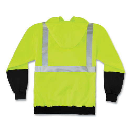 Ergodyne Glowear 8293 Hi-vis Class 2 Hooded Sweatshirt Black Bottom Polar Fleece Small Lime