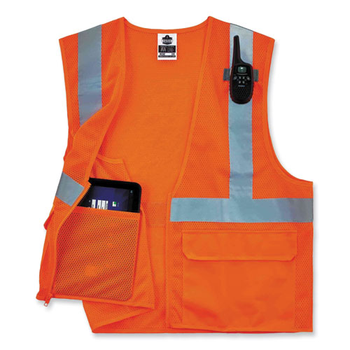 Ergodyne Glowear 8220z Class 2 Standard Mesh Zipper Vest Polyester 4x-large/5x-large Orange