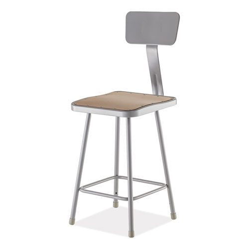 NPS 6300 Series Hd Square Seat Stool W/backrest Supports 500 Lb 23.25" Seat Ht Brown Seatgray Back/baseships In 1-3 Bus Days