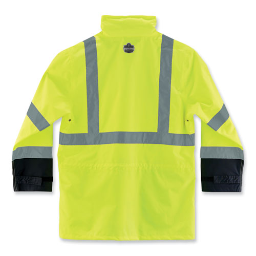 Ergodyne Glowear 8365bk Class 3 Hi-vis Rain Jacket Black Bottom 4x-large Lime