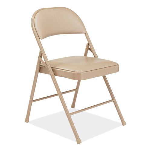 BASICS By NPS 950 Series Vinyl Padded Steel Folding Chair Supports Up To 250 Lb 17.75" Seat Height Beige 4/Caseships In 1-3 Bus Days