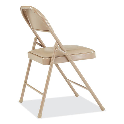 BASICS By NPS 950 Series Vinyl Padded Steel Folding Chair Supports Up To 250 Lb 17.75" Seat Height Beige 4/Caseships In 1-3 Bus Days