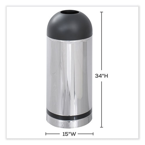 Safco Waste Receptacle 15 Gal Steel Stainless Steel/black