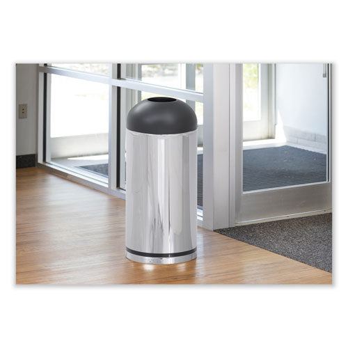 Safco Waste Receptacle 15 Gal Steel Stainless Steel/black