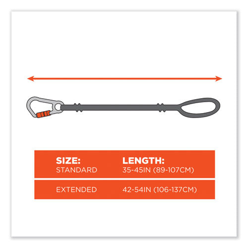 Ergodyne Squids 3100 Lanyard W/aluminum Carabiner + Cinch-loop 10 Lb Max Work Capacity 42" To 54" Black