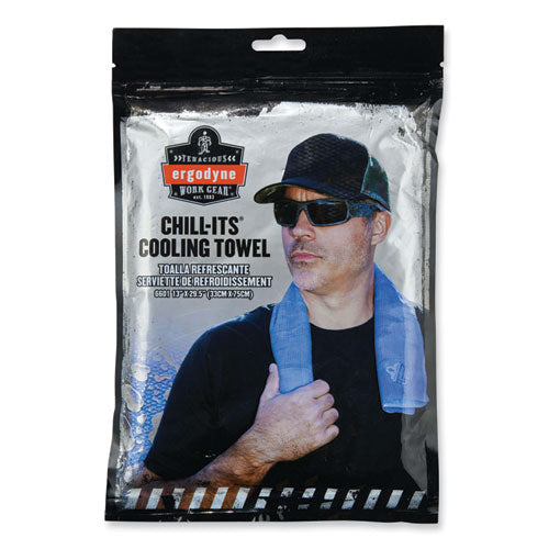 Ergodyne Chill-its 6601 Economy Evaporative Pva Cooling Towel 29.5x13 One Size Fits Most Pva Blue