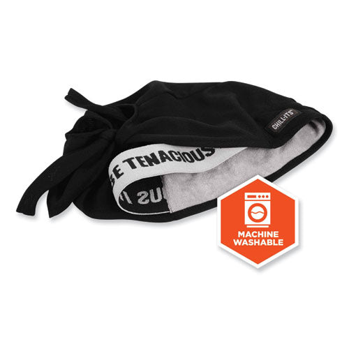 Ergodyne Chill-its 6615 High-performance Bandana Doo Rag With Terry Cloth Sweatband One Size Black