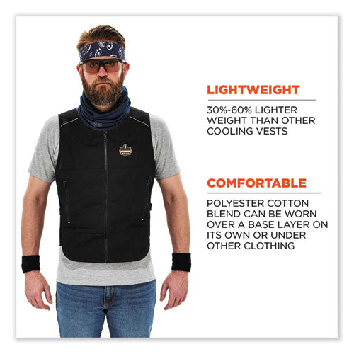 Ergodyne Chill-its 6260 Lightweight Phase Change Cooling Vest W/ Packs Cotton/polyester Small/med Black