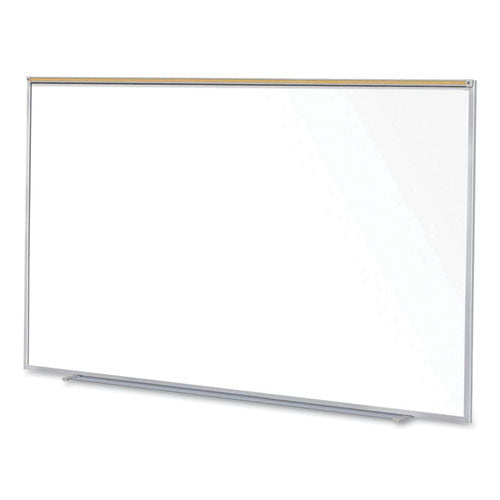Ghent Magnetic Porcelain Whiteboard With Satin Aluminum Frame And Map Rail 96.53x60.47 White Surface Ships In 7-10 Bus Days