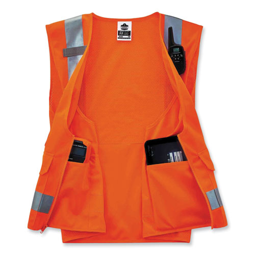 Ergodyne Glowear 8250z Class 2 Surveyors Zipper Vest Polyester Large/x-large Orange