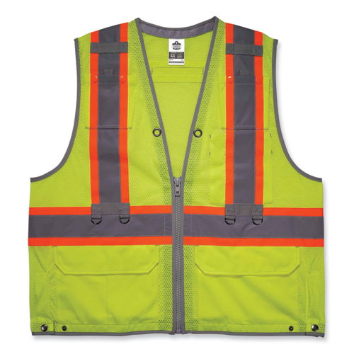 Ergodyne Glowear 8231tvk Class 2 Hi-vis Tool Tethering Safety Vest Kit Polyester Small/medium Lime