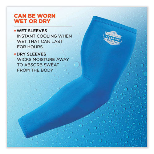 Ergodyne Chill-its 6690 Performance Knit Cooling Arm Sleeve Polyester/spandex Large Blue 2 Sleeves