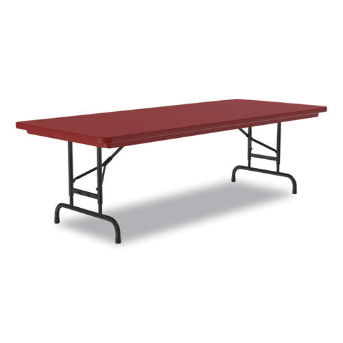 Correll Adjustable Folding Tables Rectangular 60"x30"x22" To 32" Red Top Black Legs 4/pallet