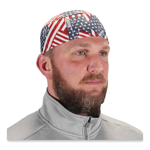 Ergodyne Chill-its 6630 High-performance Terry Cloth Skull Cap Polyester One Size Stars And Stripes