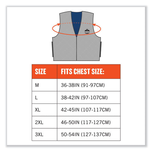 Ergodyne Chill-its 6665 Embedded Polymer Cooling Vest With Zipper Nylon/polymer 2x-large Gray