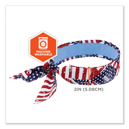 Ergodyne Chill-its 6700ct Cooling Bandana Pva Tie Headband One Size Fits Most Stars And Stripes