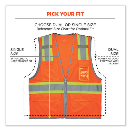 Ergodyne Glowear 8246z-s Single Size Class 2 Two-tone Mesh Vest Polyester Small Orange